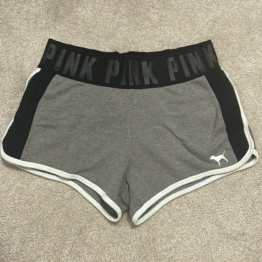 VS Victoria’s Secret PINK Jersey Shorts w/ Pockets Black Gray White Medium